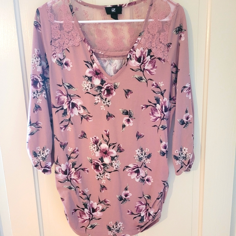 Pink Floral Half Sleeve Professional Top